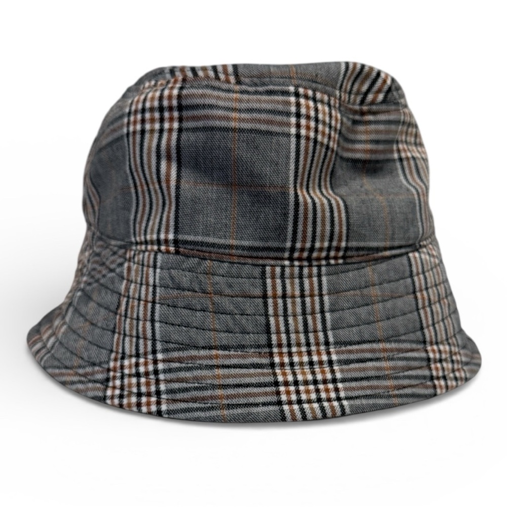 NWOT H&M Plaid Bucket Hat in Gray and Brown